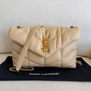 Saint Laurent Toy Puffer Lambskin Quilter Shoulder Bag Beige